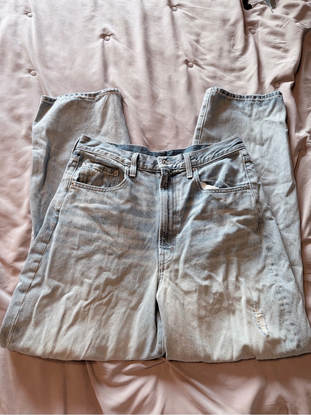 Edwin Light Wash Baggy Ripped Jeans